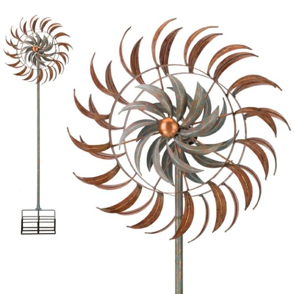 Wind Spinners |  24" Rotating Kinetic Stake – Copper Petals Garden Wind Spinners