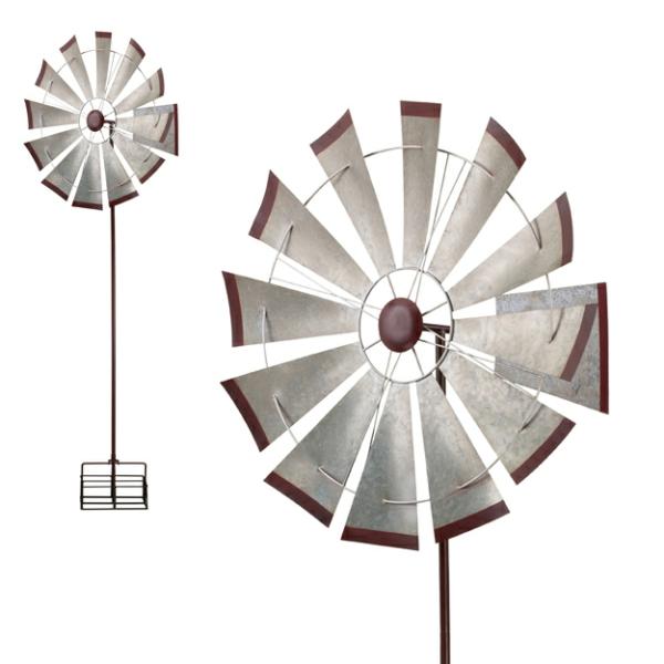 Wind Spinners |  32" Galvanized Windmill Spinner Garden Wind Spinners