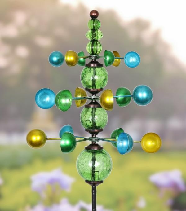 Wind Spinners |  48" Triple Cosmic Kinetic Spinner – Teal Garden Wind Spinners