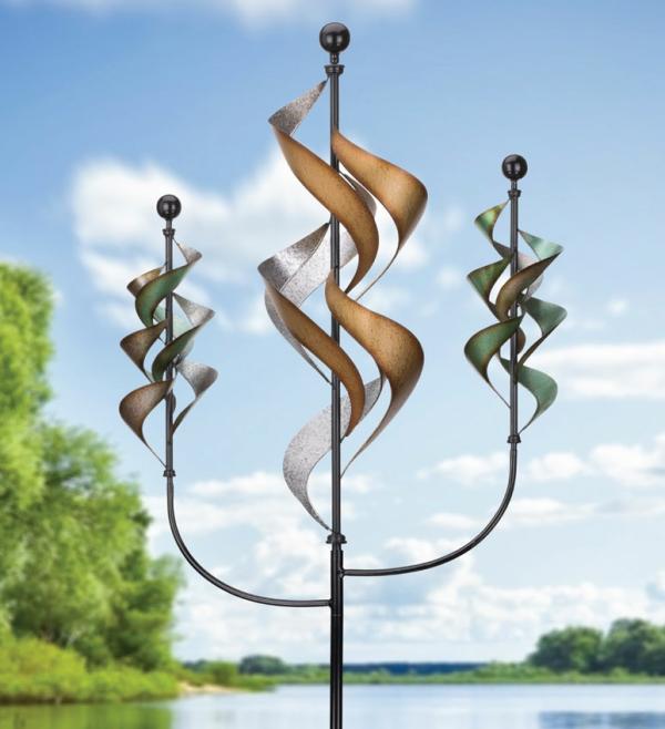 Wind Spinners |  82" Triple Swirls Wind Spinner Garden Wind Spinners