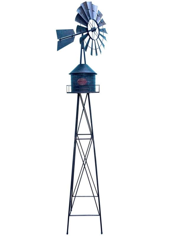 Wind Spinners |  Black Water Tower Windmill – Medium Garden Wind Spinners