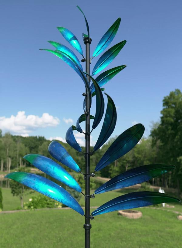 Wind Spinners |  Blue Feather Wind Spinner Garden Wind Spinners