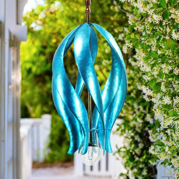 Wind Spinners |  Blue Hanging Flower Petal Spinner Garden Wind Spinners