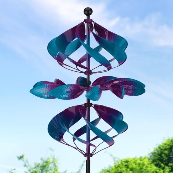 Wind Spinners |  Blue & Magenta Leaves Wind Spinner Garden Wind Spinners