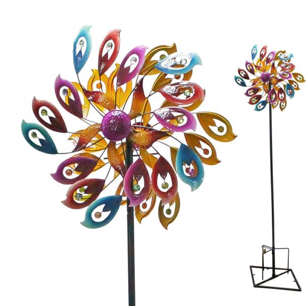 Wind Spinners |  Colorful Feather And Jewels Wind Spinner Stake Garden Wind Spinners