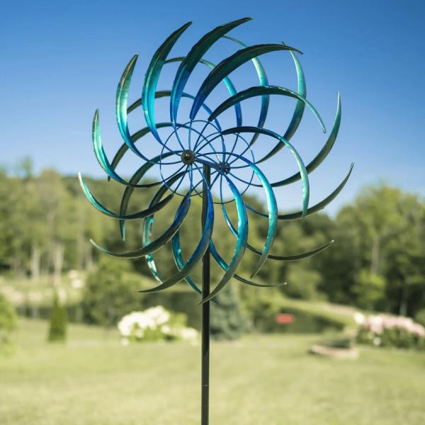 Wind Spinners |  Large Windswept Wind Spinner – Caribbean Blue Garden Wind Spinners