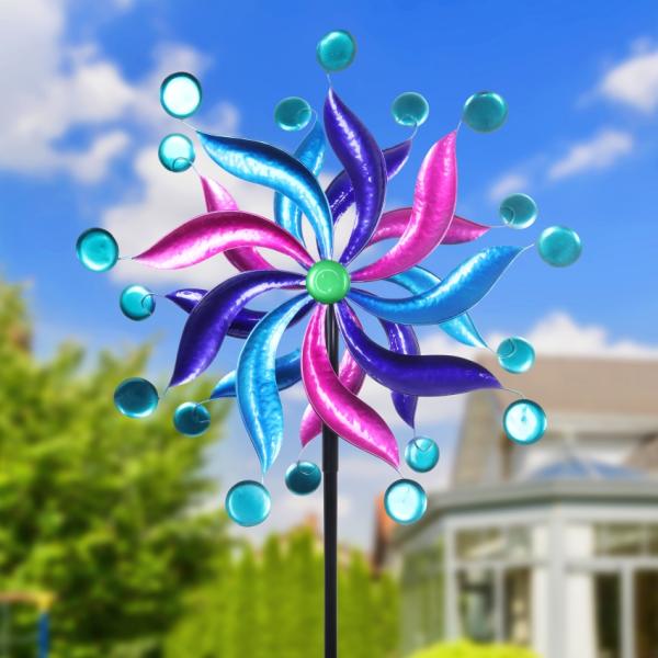 Wind Spinners |  Pretty Pink And Blue Double Wind Spinner Garden Wind Spinners