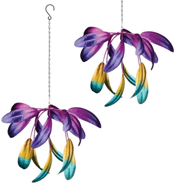 Wind Spinners |  Purple Leaves Hanging Spinner (Set Of 2) Garden Wind Spinners