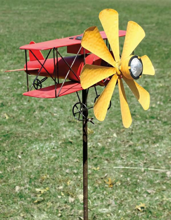 Wind Spinners |  Solar Biplane Wind Spinner Stake Garden Wind Spinners