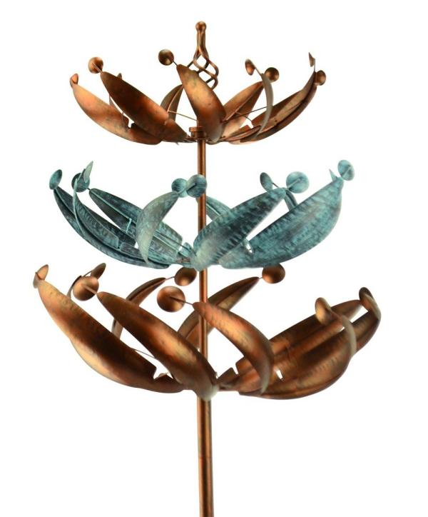 Wind Spinners |  Triple Blue And Bronze Wind Spinner Stake Garden Wind Spinners