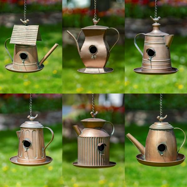 Backyard Birding |  Antique Copper Teapot Birdhouses (Set Of 6) Backyard Birding Backyard Birding