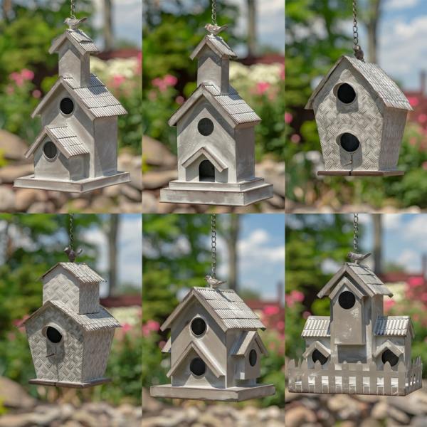 Backyard Birding |  Galvanized Hanging Birdhouses (Set Of 6) Backyard Birding Backyard Birding