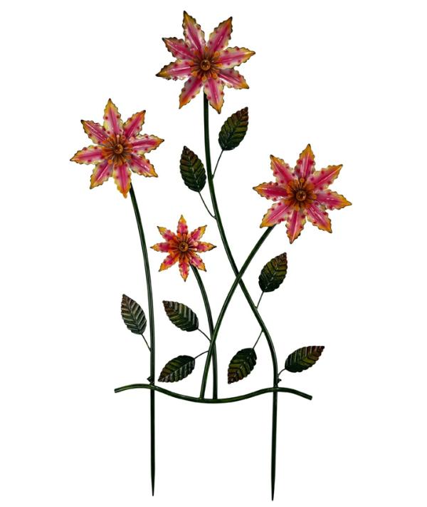 Garden Stakes |  Iron Pink Star Garden Lily Trellis Stake Garden Garden Stakes