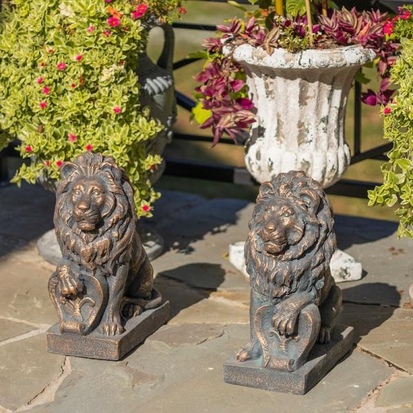 Garden Statues |  Antique Bronze Magnesium Lion Statues (Set Of 2) Garden Garden Statues