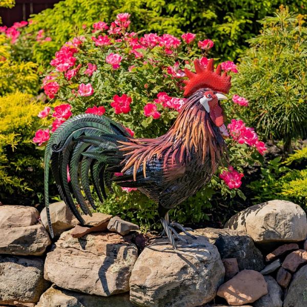 Rooster Decor |  29" Iron Rooster "Felix" Garden Rooster Decor