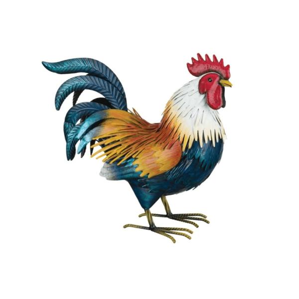 Rooster Decor |  Golden Duckwing Rooster – Medium Garden Rooster Decor