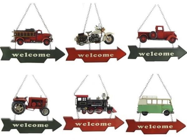 Welcome Signs |  Set Of 6 Hanging Automobile Welcome Signs Garden Welcome Signs