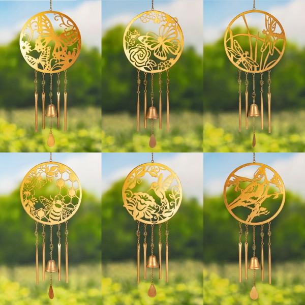 Wind Chimes |  Nature Copper Circular Wind Chimes (Set Of 6) Garden Wind Chimes