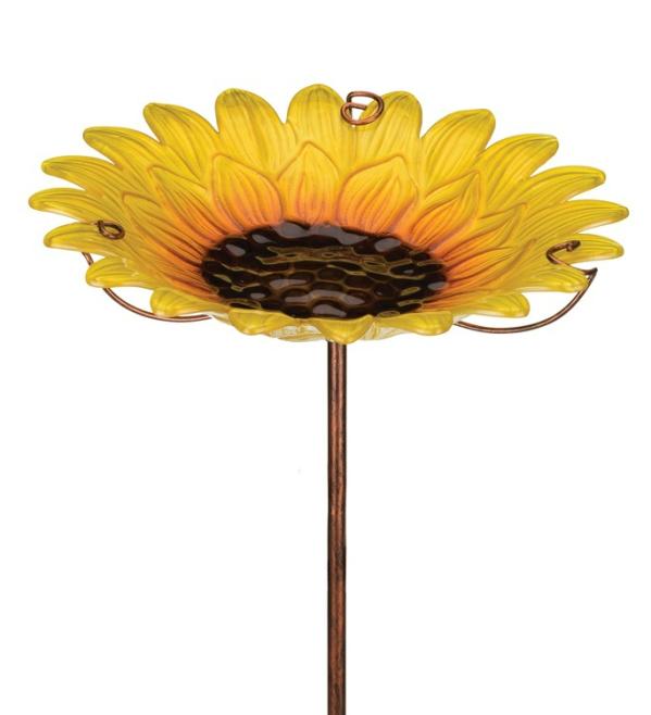 Backyard Birding |  Glass Sunflower Bird Bath/Feeder Stake Backyard Birding Backyard Birding