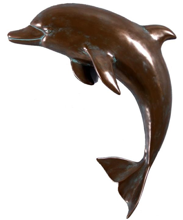 Outdoor Wall Art |  36" Dophin Wall Decor – Bronze Finish Garden Outdoor Wall Art