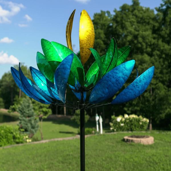 Wind Spinners |  Blue Lotus Wind Spinner Garden Wind Spinners