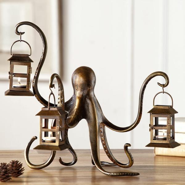 Garden Accents |  Octopus Candle Lantern Garden Garden Accents