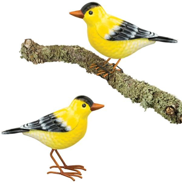 Metal Birds |  Goldfinch Tree Branch Decor (Set Of 2) Garden Metal Birds