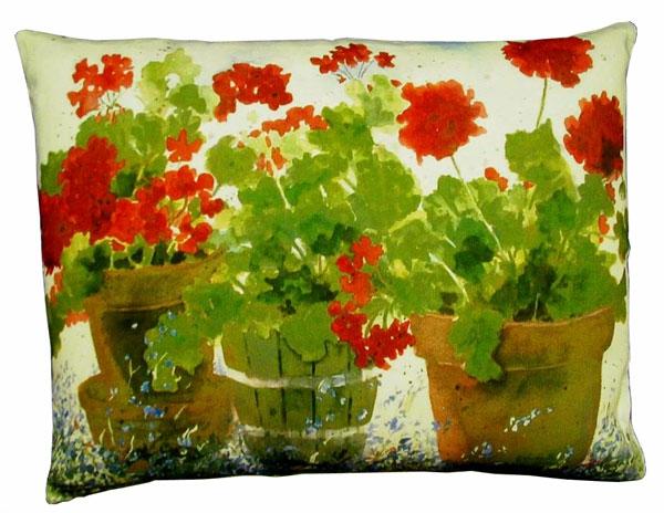 Outdoor Pillows |  Red Geraniums Outdoor Pillow Garden Outdoor Pillows