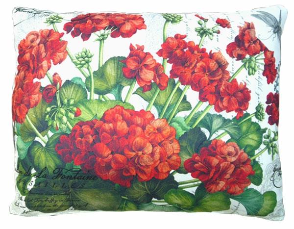 Outdoor Pillows |  Red Geranium/White Outdoor Pillow Garden Outdoor Pillows